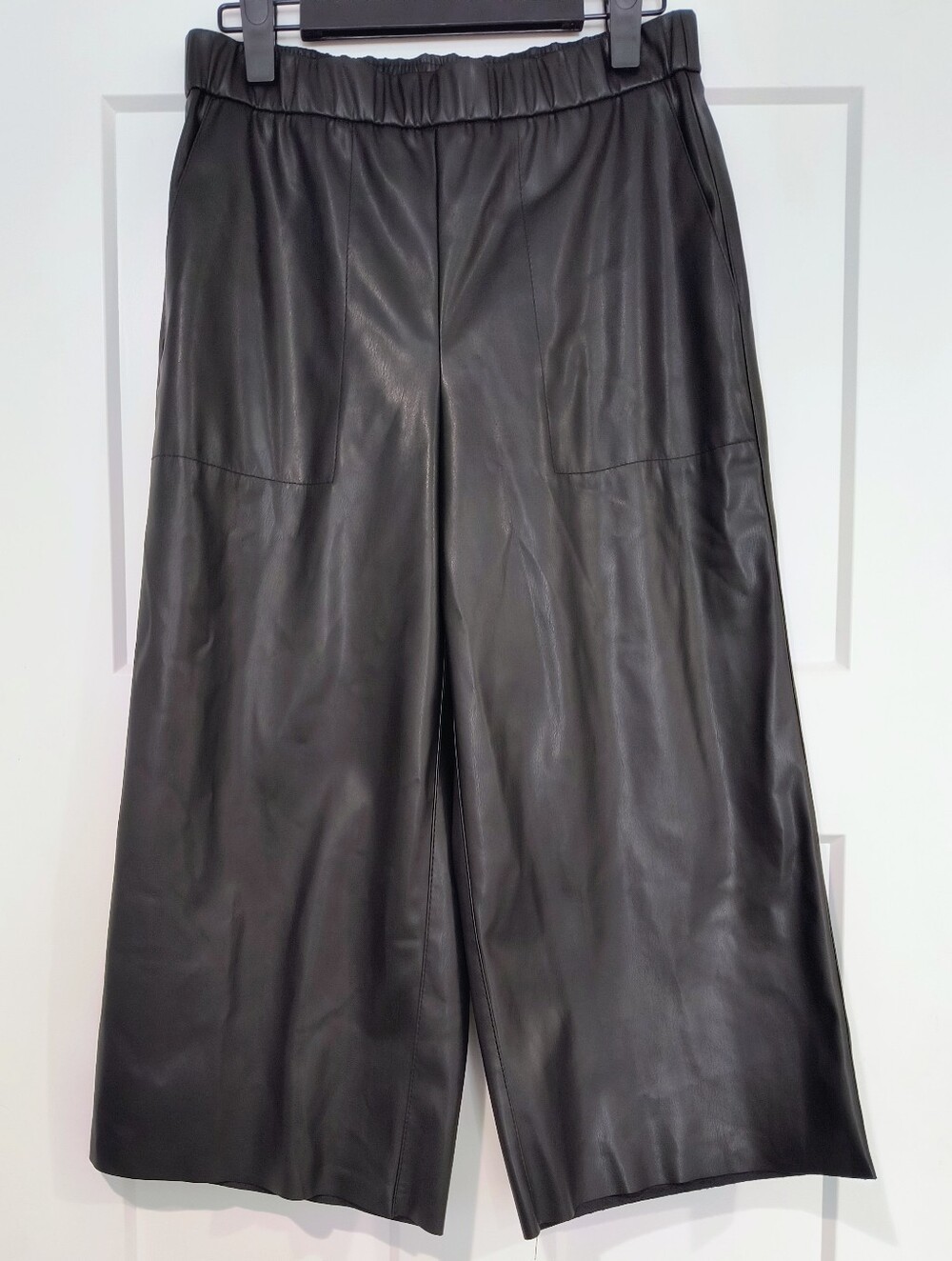 Bailey 44 Black Faux Leather Wide-Leg Cropped Pants